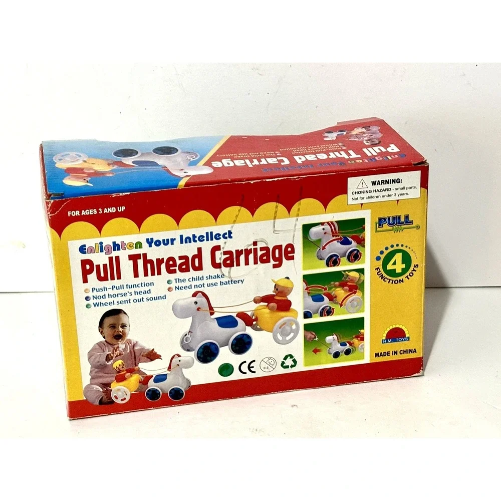 Vintage Pull Along Pony and Carriage Child's Play toy